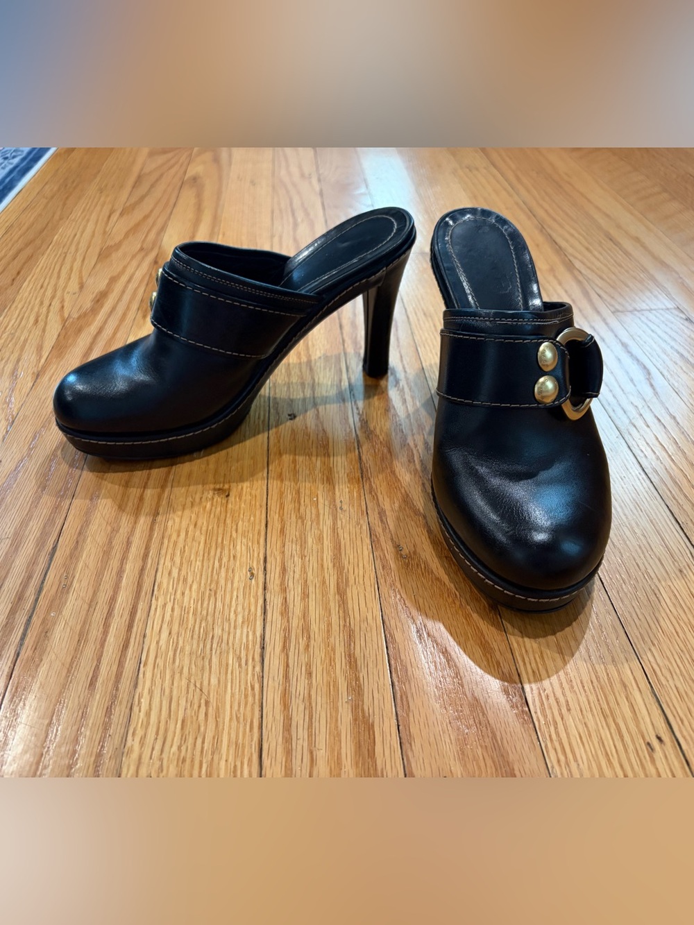 Black Coach Clogged Heels